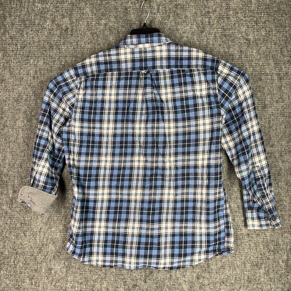 Eddie Bauer Shirt Mens XL Blue Plaid Flannel Button-Up Hiking Outdoor Chore Barn - Picture 2 of 12